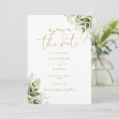 Save The Date Code QR Floral Végétal Doré Mariage (Debout devant)