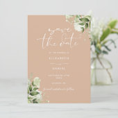 Save The Date Code QR Floral Végétal Mariage Beige (Debout devant)