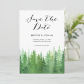 Save The Date Code QR forêt de conifères aquarelle rustique (Debout devant)
