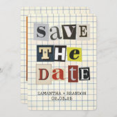 Save The Date Code Qr Lettre Collage Papier Gras Rétro  (Devant / Derrière)