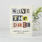 Save The Date Code Qr Lettre Collage Papier Gras Rétro  (Debout devant)