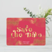 Save The Date Code QR Magenta Élégant Calligraphié en Or (Debout devant)