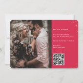 Save The Date Code QR Magenta Élégant Calligraphié en Or (Dos)