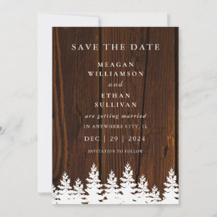 Save The Date Code QR Mariage Bois Rustique Automne Hiver