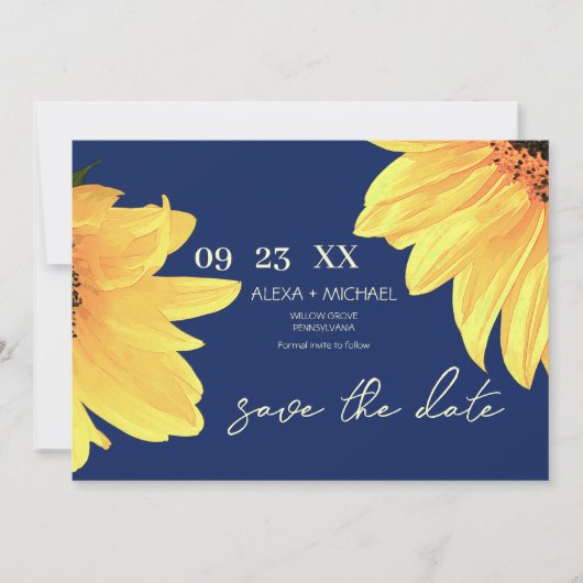 Save The Date Code QR Mariage des tournesols aquarelle (Devant)