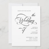 Save The Date Code QR Mariage élégant de calligraphie classique (Devant)