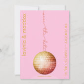 Save The Date Code QR Mariage élégant Disco Ball Pink Gold (Devant)