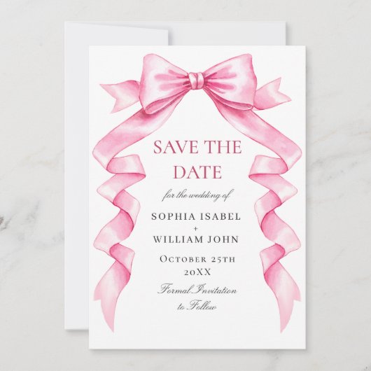 Save The Date Code QR Mariage élégant et doux rose main tiré (Devant)