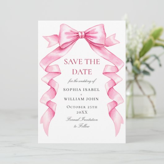 Save The Date Code QR Mariage élégant et doux rose main tiré (Debout devant)