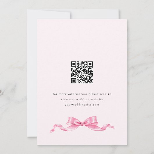 Save The Date Code QR Mariage élégant et doux rose main tiré (Dos)