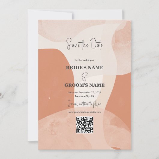Save The Date Code QR Mariage en terre cuite moderne de Bohême (Devant)