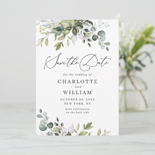 Save The Date Code QR Mariage Eucalyptus Elégant (Debout devant)