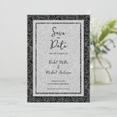 Save The Date Code QR Mariage noir floral (Debout devant)