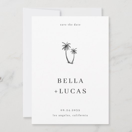 Save The Date Code QR Mariage Palmier Dessiné à la Main Tropical (Devant)