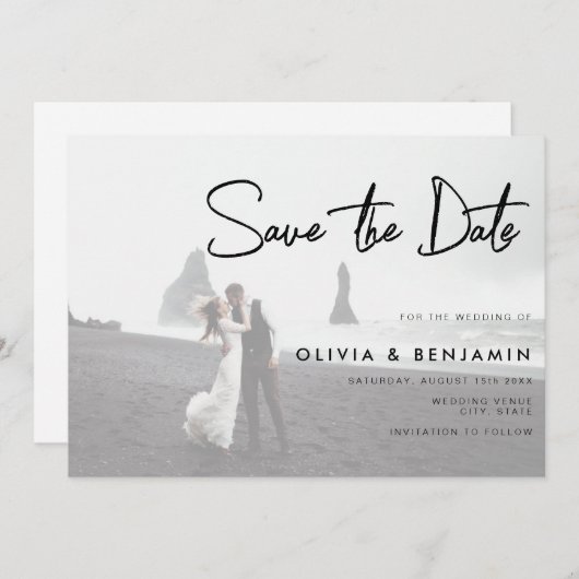 Save The Date Code QR - Mariage photo Enregistrer la date (Devant / Derrière)