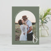 Save The Date Code QR Mariage Photo Sage vert Enregistrer la dat (Debout devant)