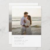 Save The Date Code QR Mariage simple et élégant Script Photo (Devant / Derrière)