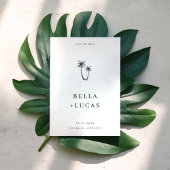 Save The Date Code QR Mariage Tropical Palmier Dessiné à la Main