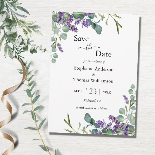 Save The Date Code QR mariage verdure Eucalyptus Lavande