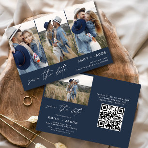 Save The Date Code QR Marine Bleu Enregistrer la date 4 Photo El