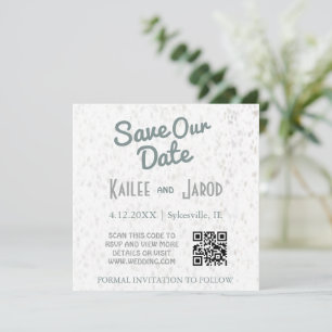 Save The Date Code QR minimaliste Art Déco Turquoise et gris