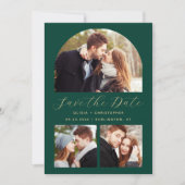 Save The Date Code QR minimum 3-Photo Emerald Green Gold (Devant)