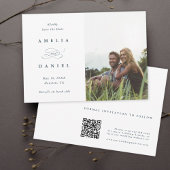 Save The Date Code QR Modern Photo Mariage Dusty Blue