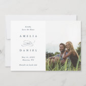 Save The Date Code QR Modern Photo Mariage Dusty Blue (Devant)