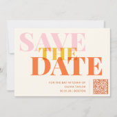 Save The Date Code QR moderne Bat mitzvah rose et orange (Devant)