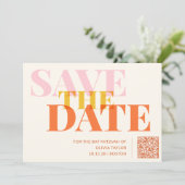 Save The Date Code QR moderne Bat mitzvah rose et orange (Debout devant)