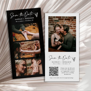 Save The Date Code QR moderne Black Photo Boot Strip