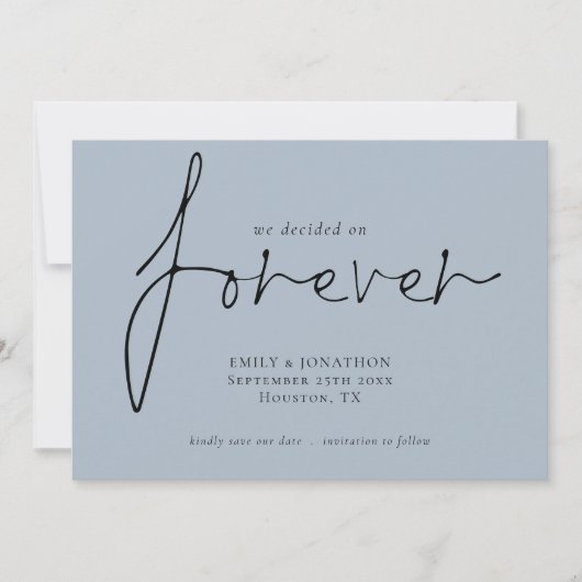 Save The Date Code QR moderne décidé pour toujours bleu enregist (Devant)