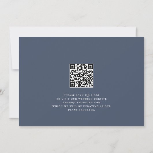 Save The Date Code QR moderne Décidé sur la marine toujours pous (Dos)