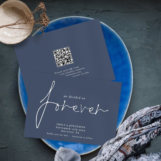 Save The Date Code QR moderne Décidé sur la marine toujours pous