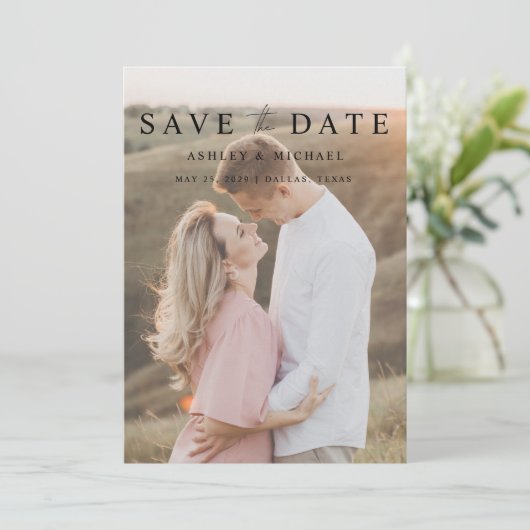 Save The Date Code QR moderne élégant Script 2 Mariage photo (Debout devant)