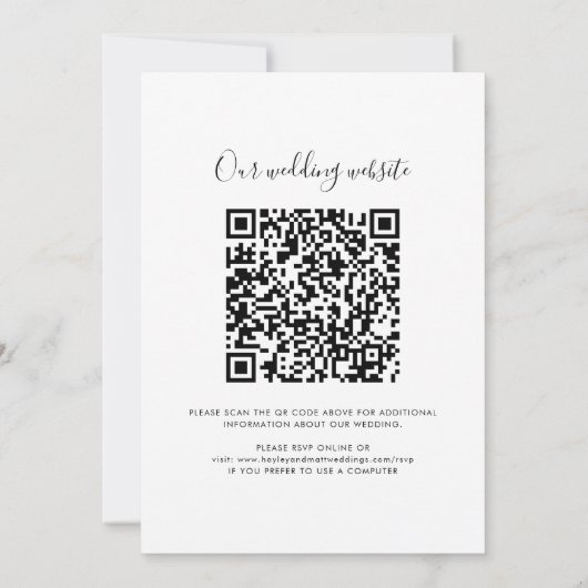 Save The Date Code QR moderne photo Mariage RSVP (Dos)