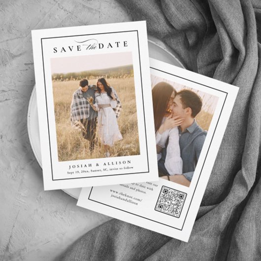 Save The Date Code QR Monogramme Classique 2 Photo Mariage