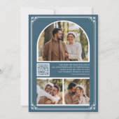 Save The Date Code QR Monogramme Photo Collage Bleu Poussiéreux (Dos)