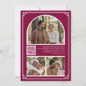 Save The Date Code QR Monogramme Photo Collage Magenta Mariage (Dos)