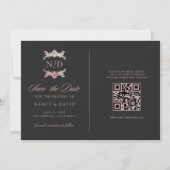 Save The Date Code QR Monogramme Rose Gold Mariage (Devant)