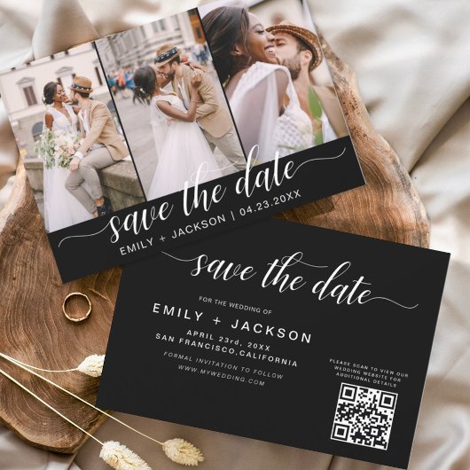 Save The Date Code QR noir et blanc - Enregistrer la date 3 Phot