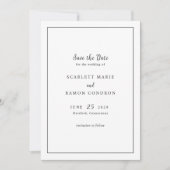 Save The Date Code QR noir et blanc intemporel Mariage élégant (Devant)