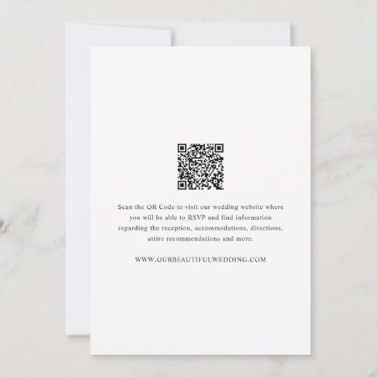 Save The Date Code QR noir et blanc intemporel Mariage élégant (Dos)
