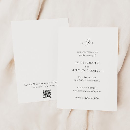Save The Date Code QR noir et blanc intemporel Mariage élégant