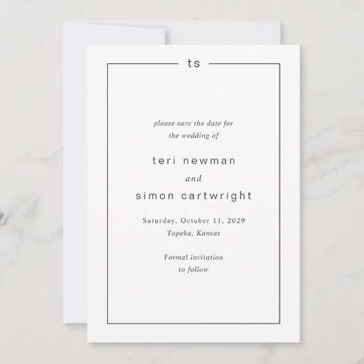 Save The Date Code QR noir et blanc intemporel Mariage moderne (Devant)
