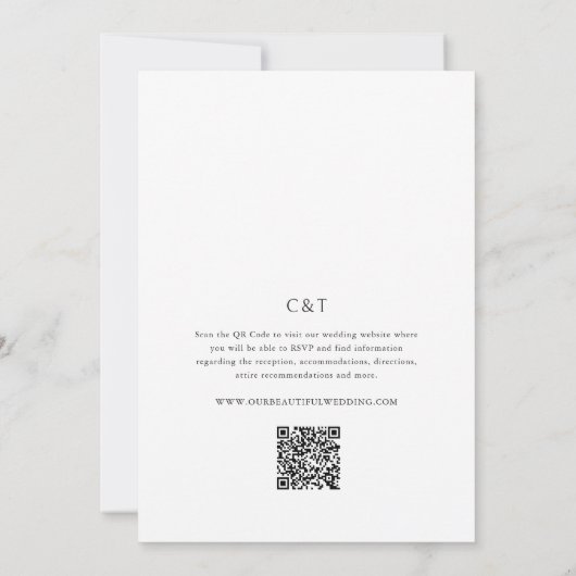 Save The Date Code QR noir et blanc simple Mariage propre (Dos)
