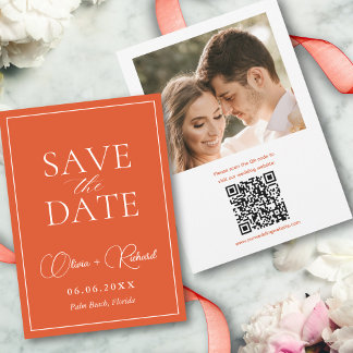 Save The Date Code QR Orange Coucher de Soleil Italien Tendance