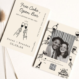 Save The Date Code QR photo Bar Open Gâteau Gratuit Drôle 