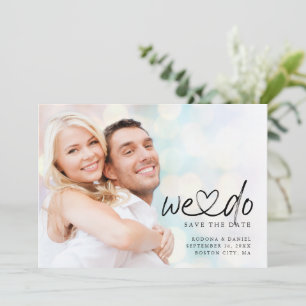 Save The Date Code QR photo de cœur connecté Calligraphie Nous f