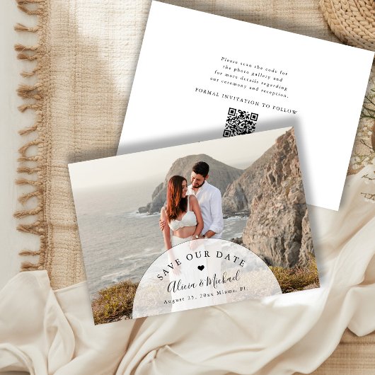 Save The Date Code QR photo de mariage moderne minimal